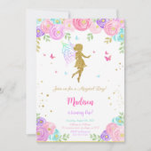 bewerkbaar klein fee verjaardagsfeestje kaart (Voorkant)
