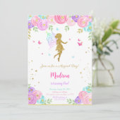 bewerkbaar klein fee verjaardagsfeestje kaart (Staand voorkant)