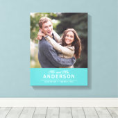 BEWERKBAAR KLEUR Cursief Mr. & Mrs Familienaam Fot Canvas Afdruk (Insitu (Houten vloer))