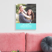 BEWERKBAAR KLEUR Cursief Mr. & Mrs Familienaam Fot Canvas Afdruk (Insitu (Woonkamer))