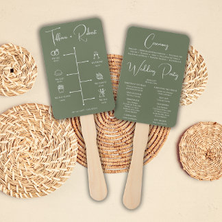 Bewerkbaar Kleur Groen Huwelijksceremonie Programm Handwaaier