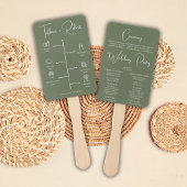 Bewerkbaar Kleur Groen Huwelijksceremonie Programm Handwaaier