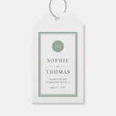 Bewerkbaar Kleur Klassiek Rond Monogram Trouwfeest Cadeaulabel (Voorkant)