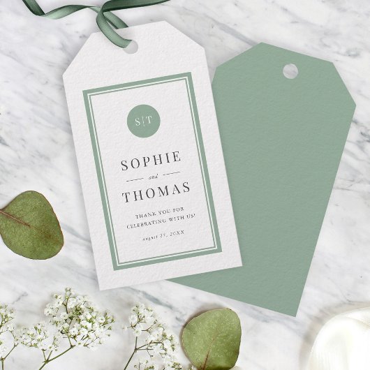 Bewerkbaar Kleur Klassiek Rond Monogram Trouwfeest Cadeaulabel