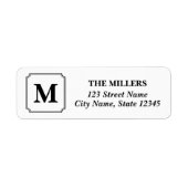 Bewerkbaar Kleur Monogram Modern Klassiek Adres Etiket (Voorkant)