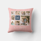 Bewerkbaar Kleuren Monogram Onze Familie Fotocolla Kussen (Achterkant)