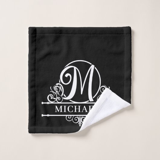 Bewerkbaar kleurenmonogram M Bad Handdoek (Wasdoekje)