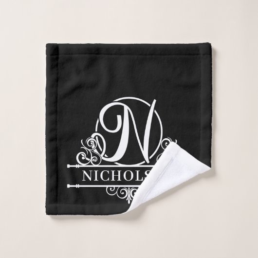 Bewerkbaar kleurenmonogram N Bad Handdoek (Wasdoekje)