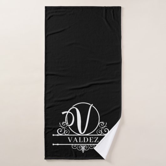 Bewerkbaar kleurenmonogram V Bad Handdoek (Badhanddoek)