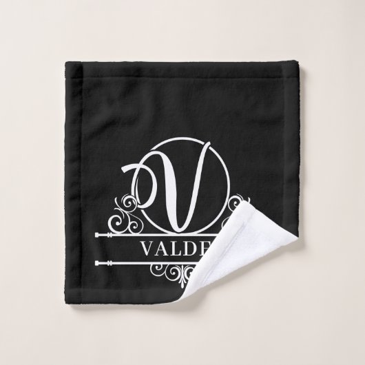 Bewerkbaar kleurenmonogram V Bad Handdoek (Wasdoekje)