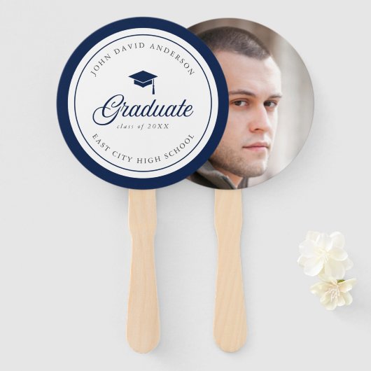 Bewerkbaar kleurentoetsenbord Afstuderen foto Handwaaier (Voorkant en achterkant)