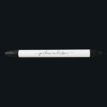 Bewerkbaar Kleurkalligrafiescript gepersonaliseerd Zwarte Inkt Pen<br><div class="desc">Personaliseer deze pen om jouw naam of merknaam toe te voegen in stijlvol kalligrafiescript in zwart tegen een bewerkbare achtergrondkleur (klik op Aanpassen om achtergrondkleur te wijzigen). Personaliseer het door de tekst van de tijdelijke aanduiding te vervangen. Voor meer opties, zoals het wijzigen van het lettertype en de grootte /...</div>