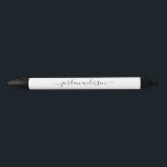 Bewerkbaar Kleurkalligrafiescript gepersonaliseerd Zwarte Inkt Pen<br><div class="desc">Personaliseer deze pen om jouw naam of merknaam toe te voegen in stijlvol kalligrafiescript in zwart tegen een bewerkbare achtergrondkleur (klik op Aanpassen om achtergrondkleur te wijzigen). Personaliseer het door de tekst van de tijdelijke aanduiding te vervangen. Voor meer opties, zoals het wijzigen van het lettertype en de grootte /...</div>