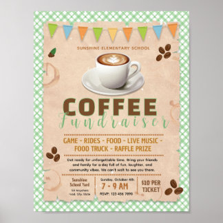 Bewerkbaar koffiefonds flyer poster