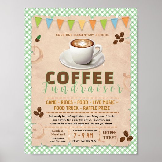 Bewerkbaar koffiefonds flyer poster (Voorkant)