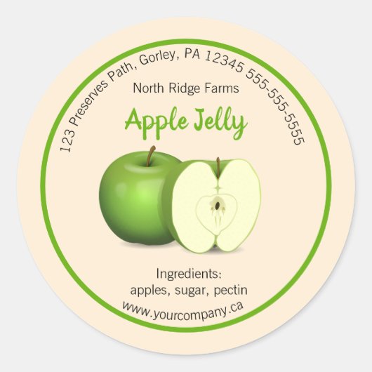 Bewerkbaar label van bedrijf Apple Jelly (Voorkant)