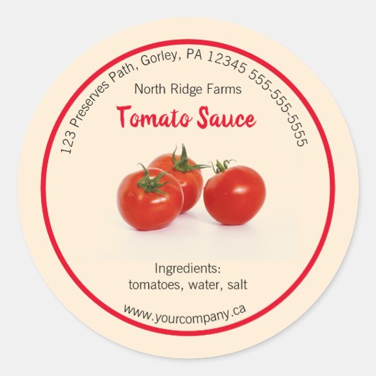Bewerkbaar label van bedrijf Tomato Preserve (Voorkant)
