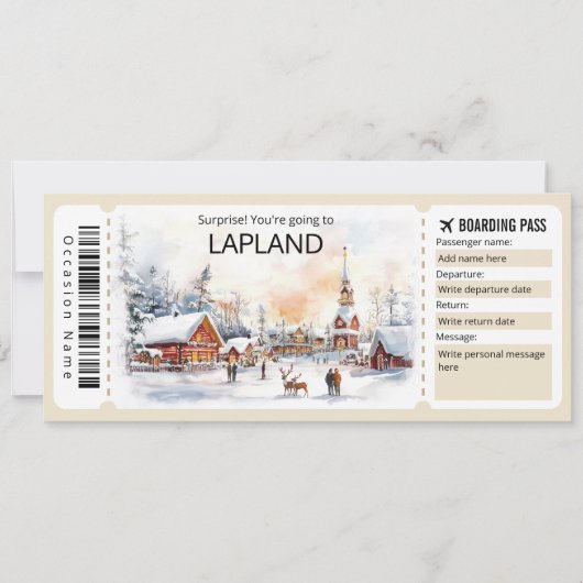 Bewerkbaar Lapland Vliegticket, Lapland Trip Kaart (Voorkant)