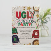 Bewerkbaar lelijk kersttrui feest kaart (Staand voorkant)