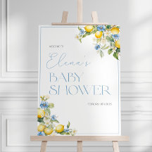 Bewerkbaar Lemon Baby shower Welkomstbord, Minimal