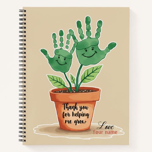 Bewerkbaar lerarengeschenk met handafdruk kunst notitieboek (Voorkant)