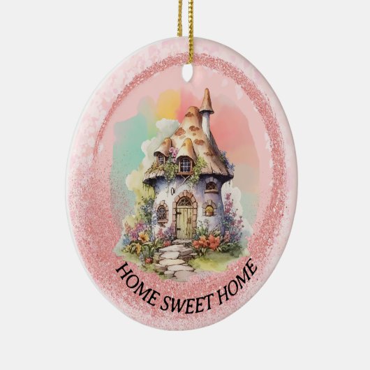 Bewerkbaar Leuk Fairy House Home Sweet Home Keramisch Ornament (Rechts)
