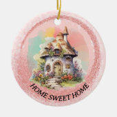 Bewerkbaar Leuk Fairy House Home Sweet Home Keramisch Ornament (Voorkant)