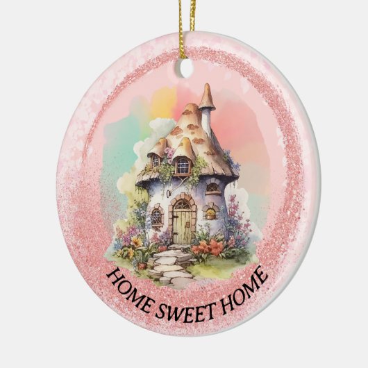 Bewerkbaar Leuk Fairy House Home Sweet Home Keramisch Ornament (Links)