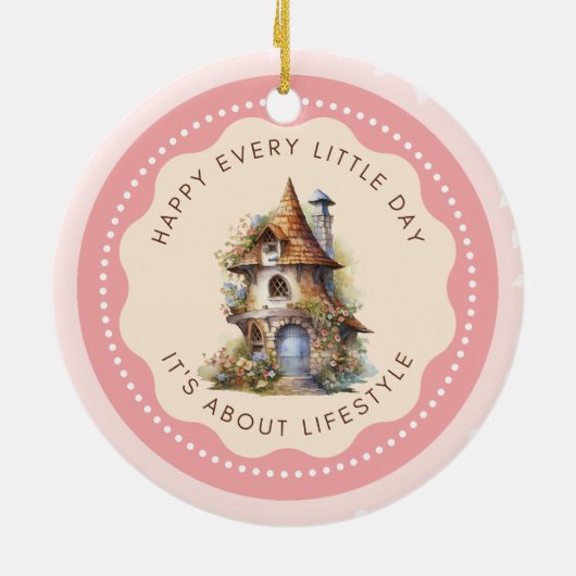 Bewerkbaar Leuk Fairy House Home Sweet Home Keramisch Ornament (Achterkant)