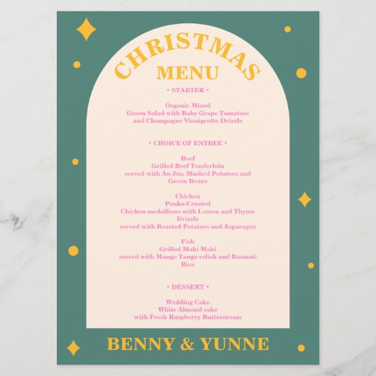 Bewerkbaar, leuk met helder kerstmenu menu (Achterkant)