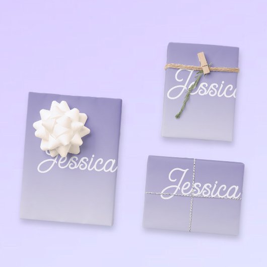 (bewerkbaar) Lichte Paarse Kleur Ombre & Jouw teks Inpakpapier Vel
