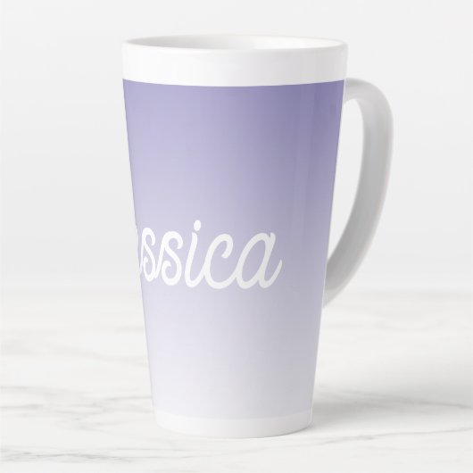 (bewerkbaar) Lichte Paarse Kleur Ombre & Jouw teks Latte Mok (Rechterhoek)