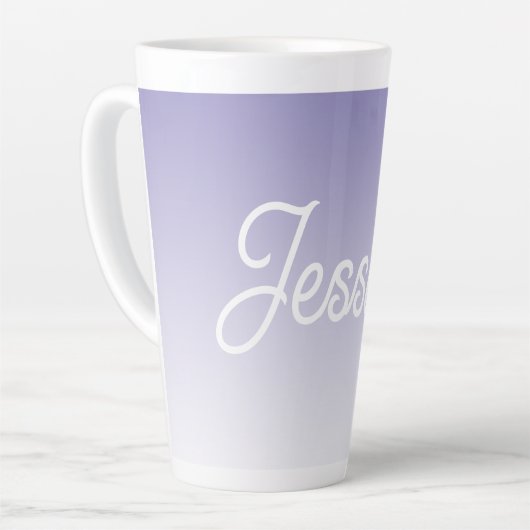 (bewerkbaar) Lichte Paarse Kleur Ombre & Jouw teks Latte Mok (Linkerhoek)