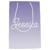 (bewerkbaar) Lichte Paarse Kleur Ombre & Jouw teks Medium Cadeauzakje (Voorkant)
