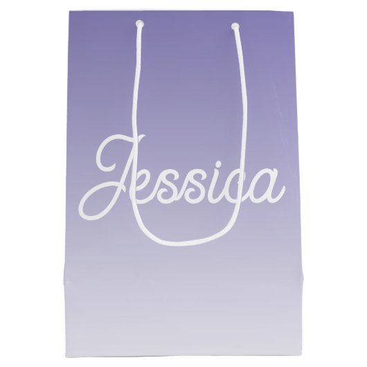(bewerkbaar) Lichte Paarse Kleur Ombre & Jouw teks Medium Cadeauzakje (Achterkant)