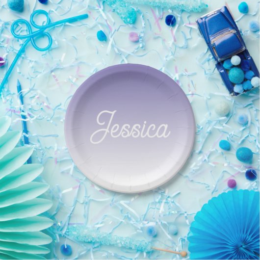 (bewerkbaar) Lichte Paarse Kleur Ombre & Jouw teks Papieren Bordje (Feest)