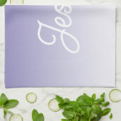 (bewerkbaar) Lichte Paarse Kleur Ombre & Jouw teks Theedoek (Gevouwen)