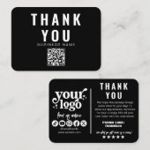 Bewerkbaar Logo Retro Zwart Wit Bedank Verpakking Informatiekaartje (Voorkant / Achterkant)