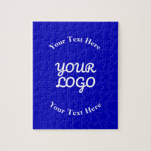Bewerkbaar logo toevoegen koningsblauw en witte te legpuzzel