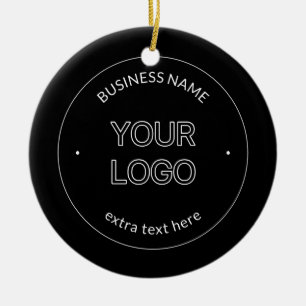 Bewerkbaar Logo Vervanging & Bedrijfsnaam   Zwart Keramisch Ornament