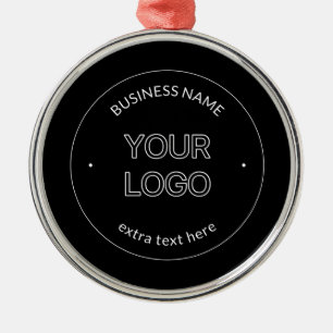 Bewerkbaar Logo Vervanging & Bedrijfsnaam   Zwart Metalen Ornament