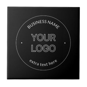Bewerkbaar Logo Vervanging & Bedrijfsnaam   Zwart Tegeltje