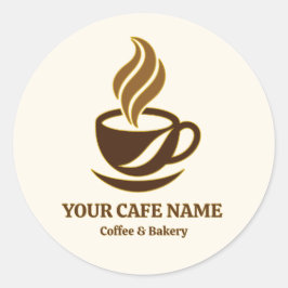 Bewerkbaar Logoontwerp voor Cafésticker bij Openin Ronde Sticker