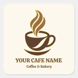 Bewerkbaar Logoontwerp voor Cafésticker bij Openin Vierkante Sticker