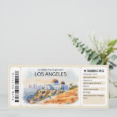 Bewerkbaar Los Angeles Vliegticket, LA Trip Kaart (Staand voorkant)
