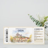 Bewerkbaar Lyon Vliegticket, Lyon Trip Kaart (Staand voorkant)