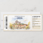 Bewerkbaar Lyon Vliegticket, Lyon Trip Kaart (Voorkant)