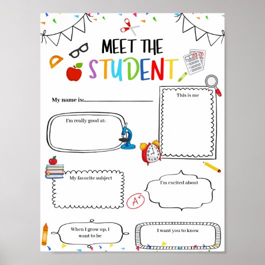 Bewerkbaar Maak kennis met de Student sjabloon Poster (Voorkant)