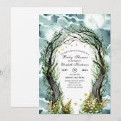 Bewerkbaar Magical Woodland Forest Baby shower Kaart (Voorkant / Achterkant)