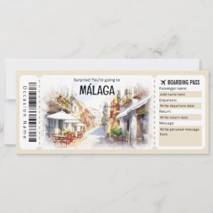 Bewerkbaar Malaga Boarding Pass Vliegticket Kaart